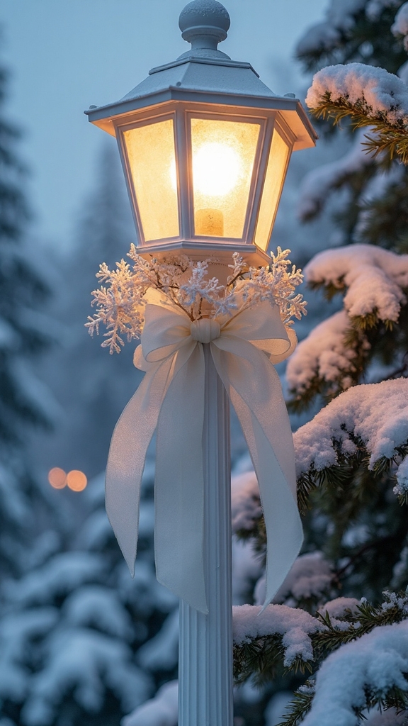 elegant winter white lamp post displays