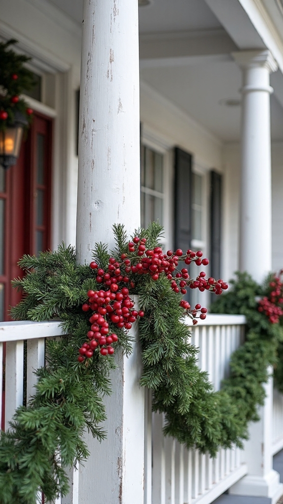 elegantly festive winter wonderland porch decor