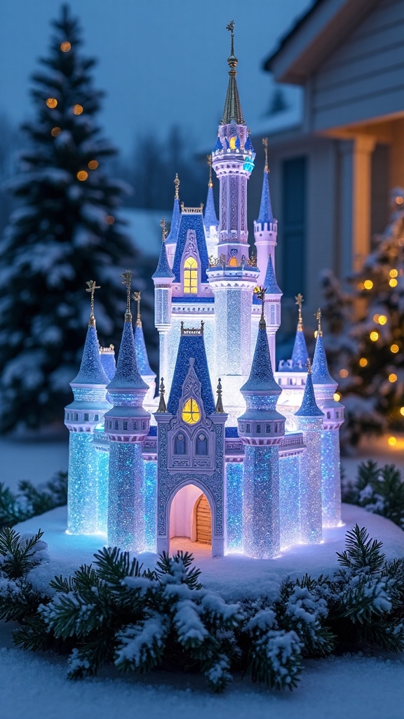 enchanting castle inspired outdoor lighting display