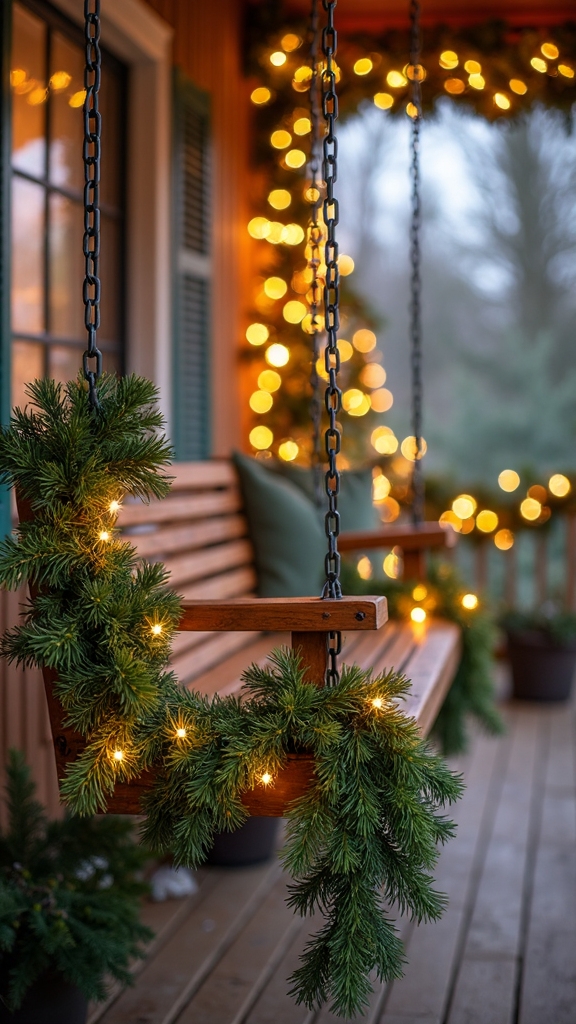 enchanting festive porch swing decor
