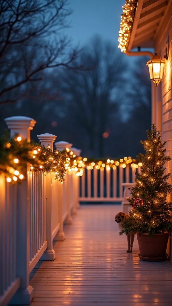 enchanting porch railing lighting display