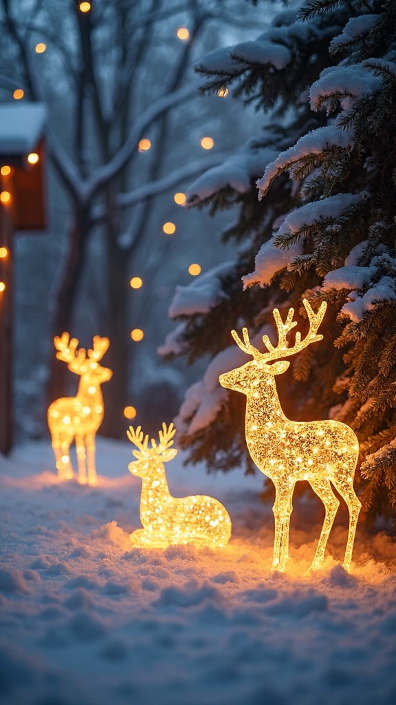 enchanting winter woodland illuminated silhouettes