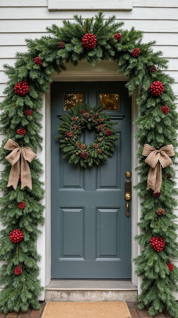 evergreen garland frames holiday entrance