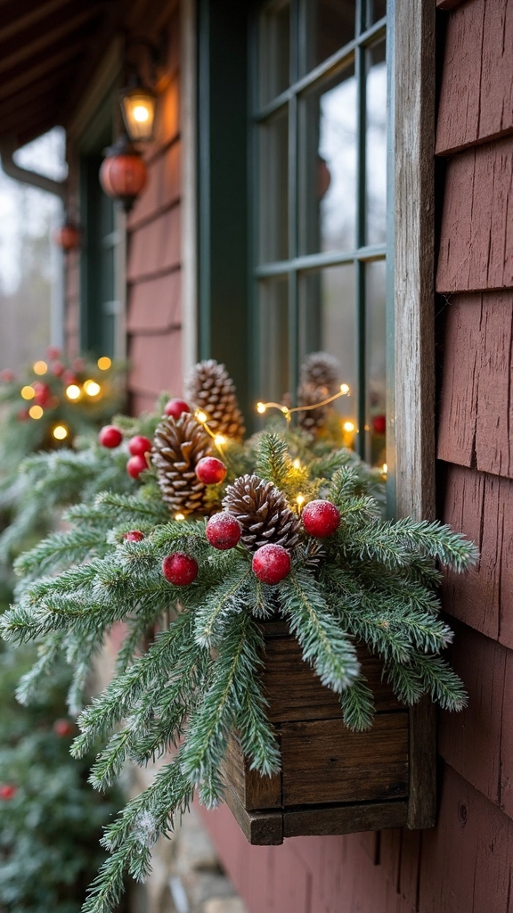 evergreen rustic textural weatherproof window displays