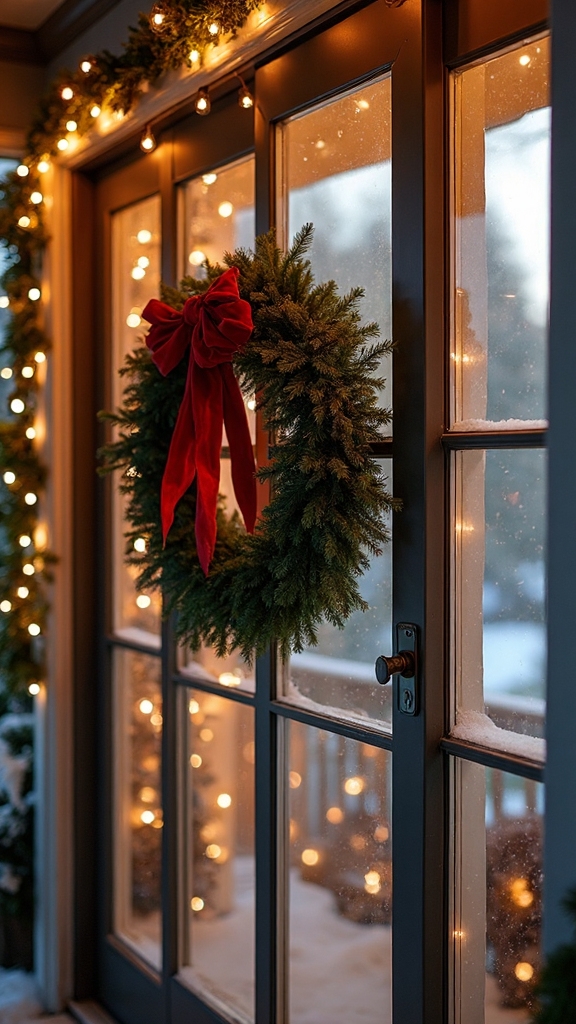 festive back door wreath decoration