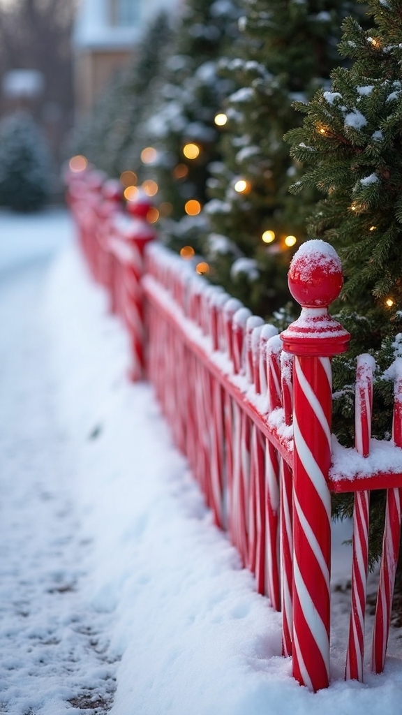 festive candy cane border fencing