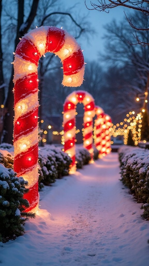 festive candy cane path markers