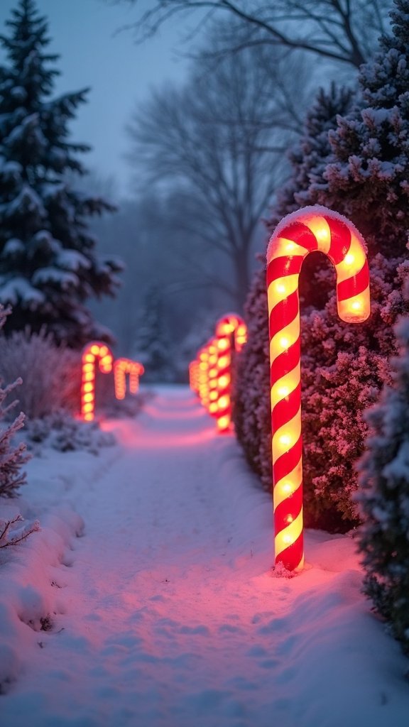 festive candy cane pathway lighting