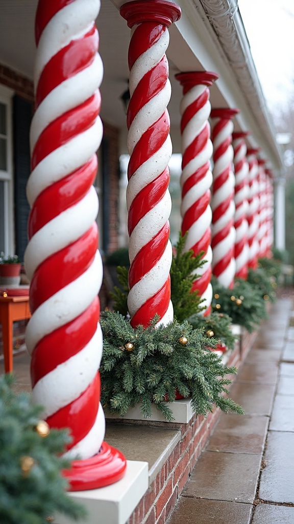 festive candy cane porch decoration