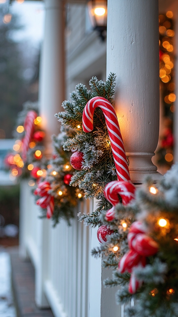festive candy cane porch railings