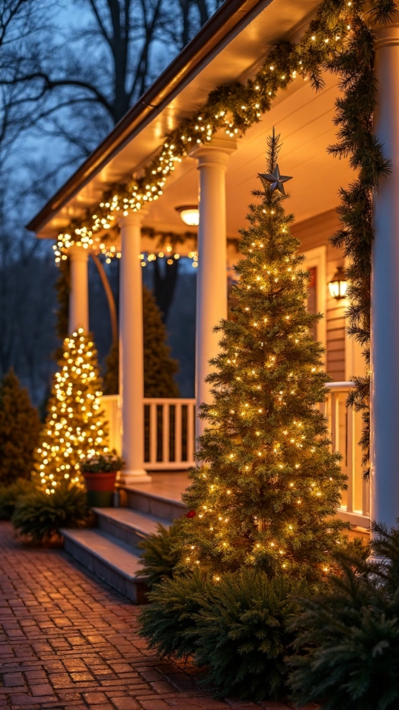 festive christmas tree front porch