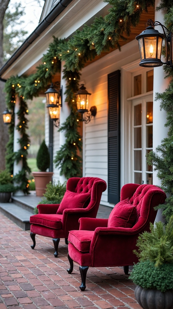 festive cozy holiday themed outdoor seating