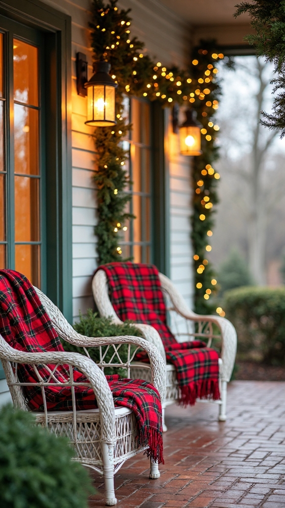 festive cozy layered porch furniture