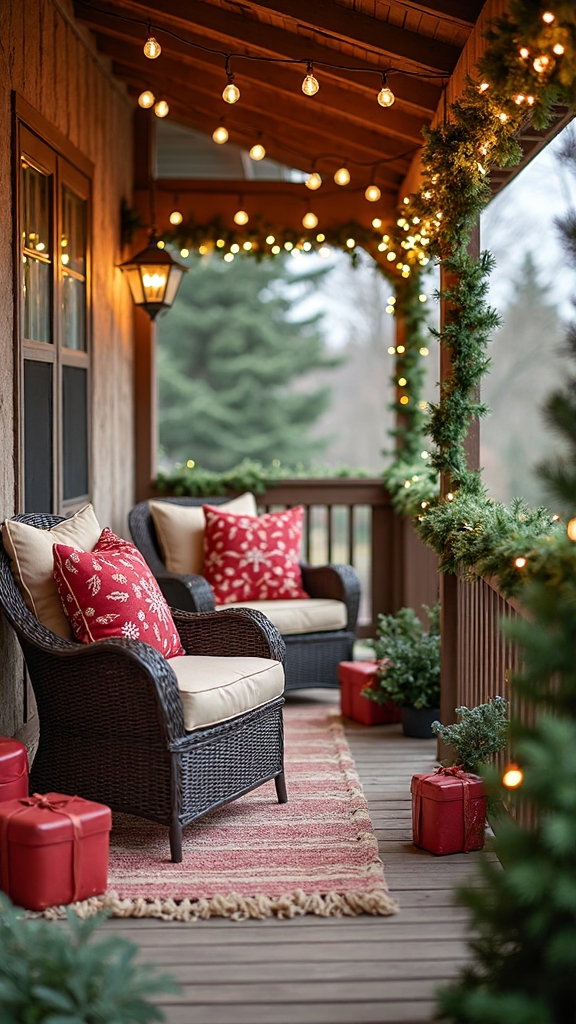 festive cozy layered weather resistant outdoor pillows