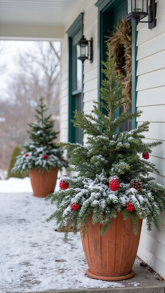 festive evergreen container garden displays