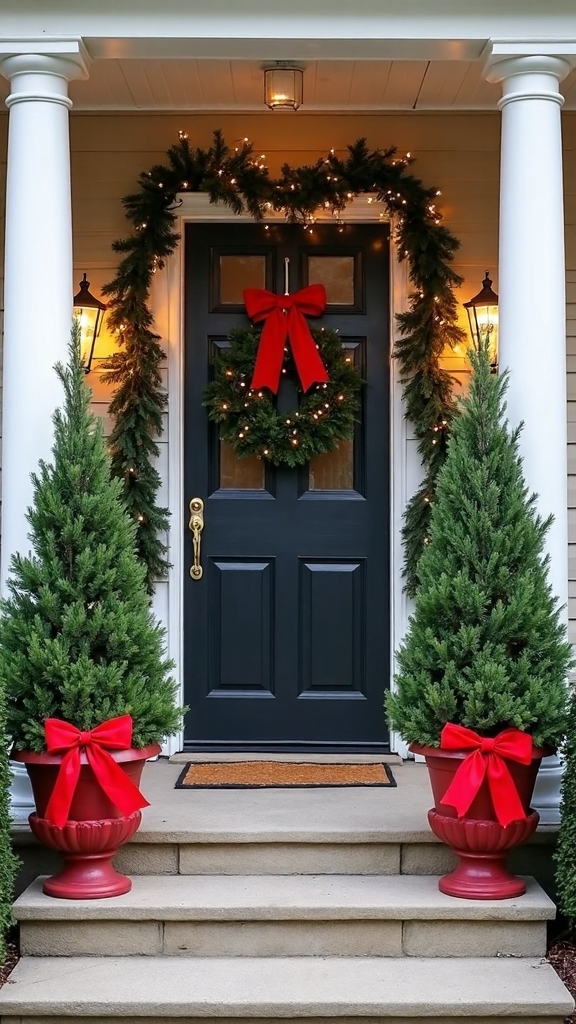 festive evergreen entrance decor inspiration
