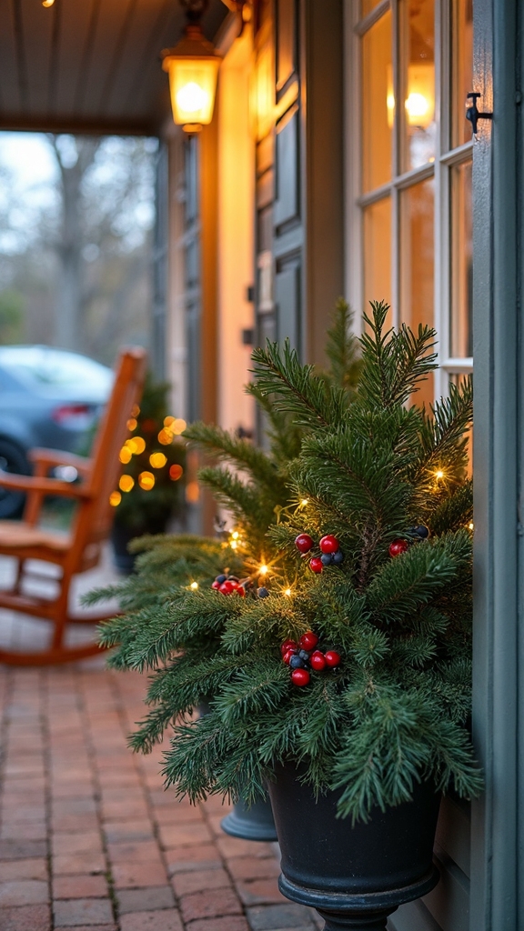 festive evergreen window box planters
