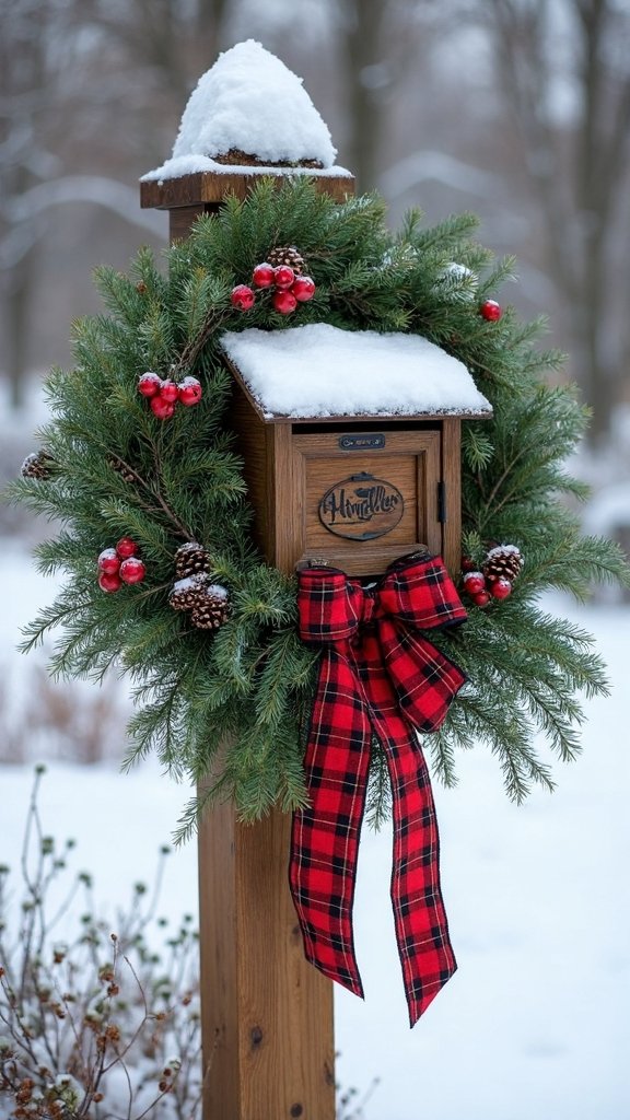 festive fir branch mailbox decor