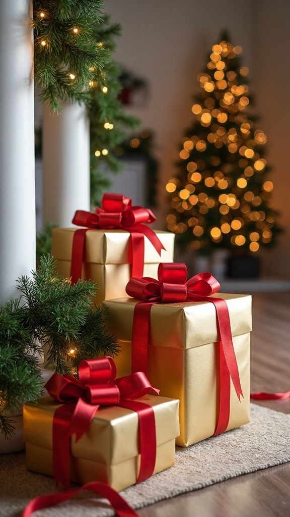 festive gift box column displays