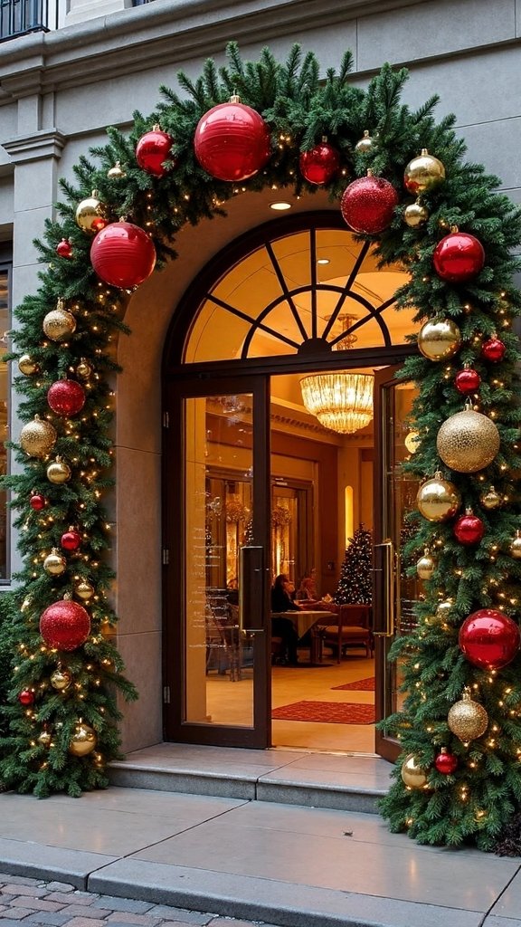 festive holiday business entrance decoration