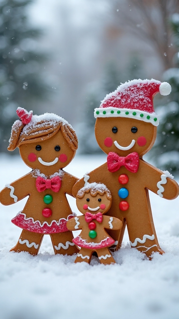 festive interactive gingerbread family photo props
