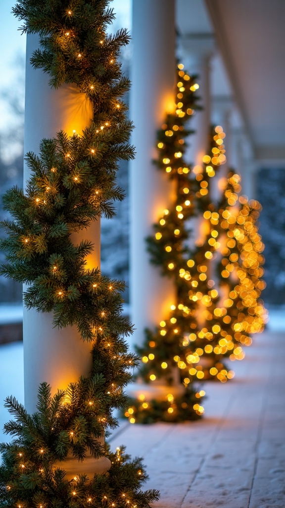 festive lush evergreen column decor