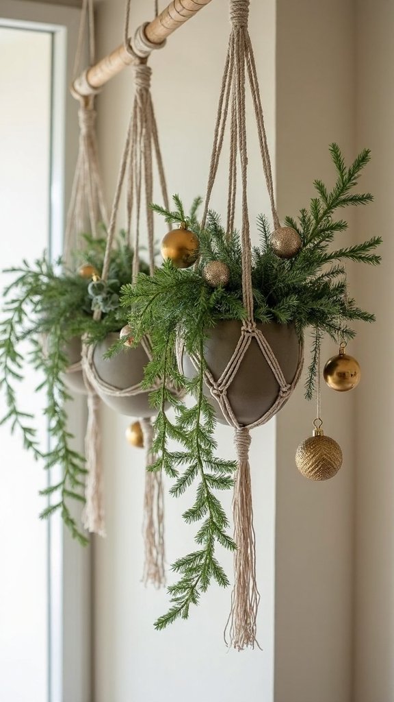 festive macram plant holiday displays
