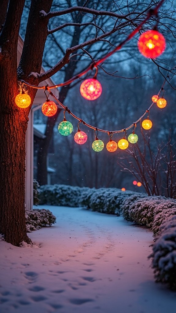 festive multicolor overhead lighting displays