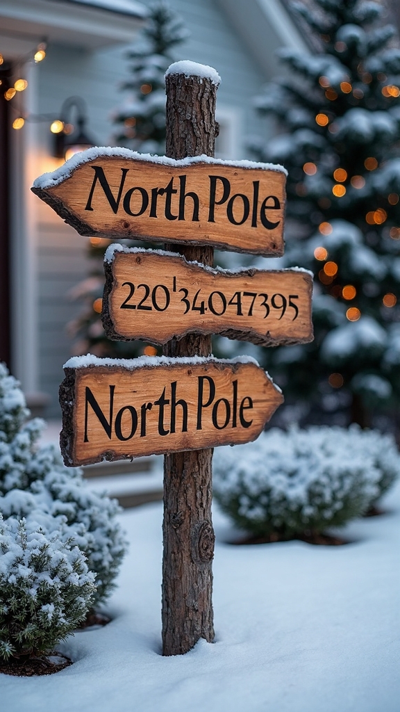 festive north pole directional yard display