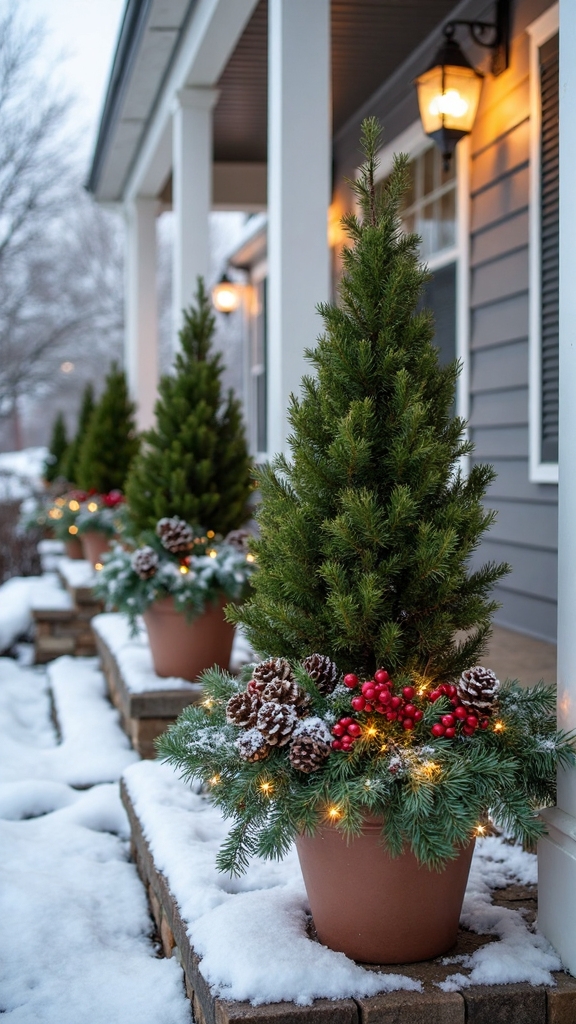 festive outdoor christmas planter arrangements