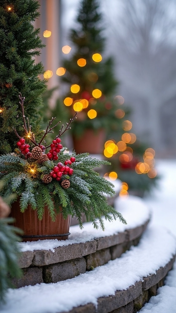 festive outdoor christmas pot ideas