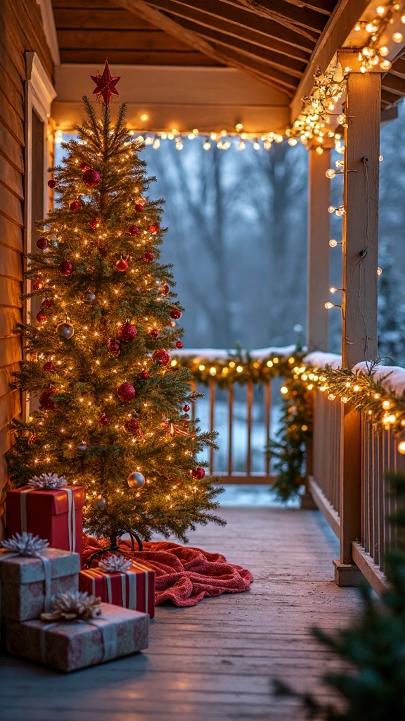 festive outdoor christmas tree display