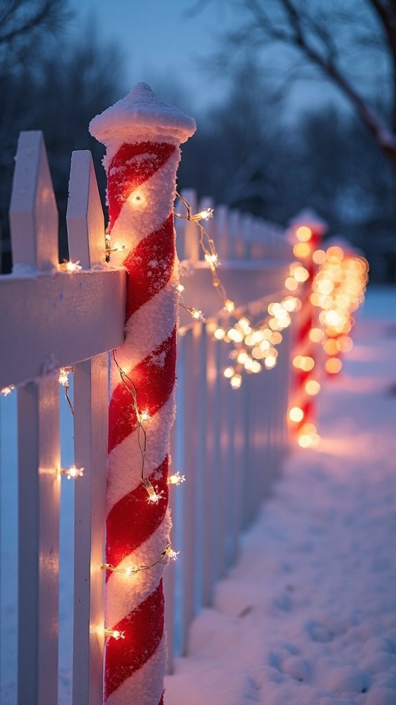 festive peppermint inspired fence decor