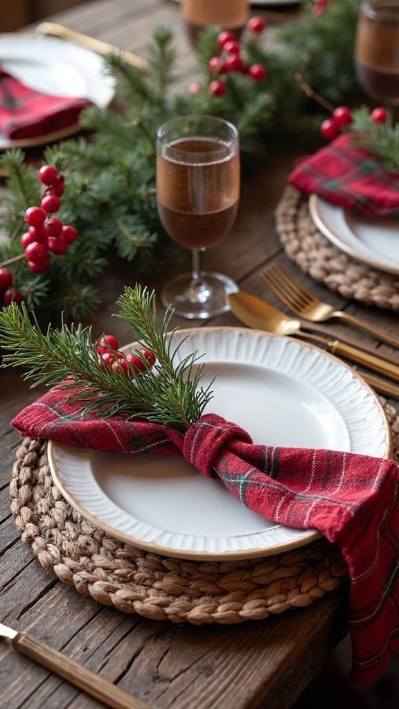festive plaid and red christmas decor