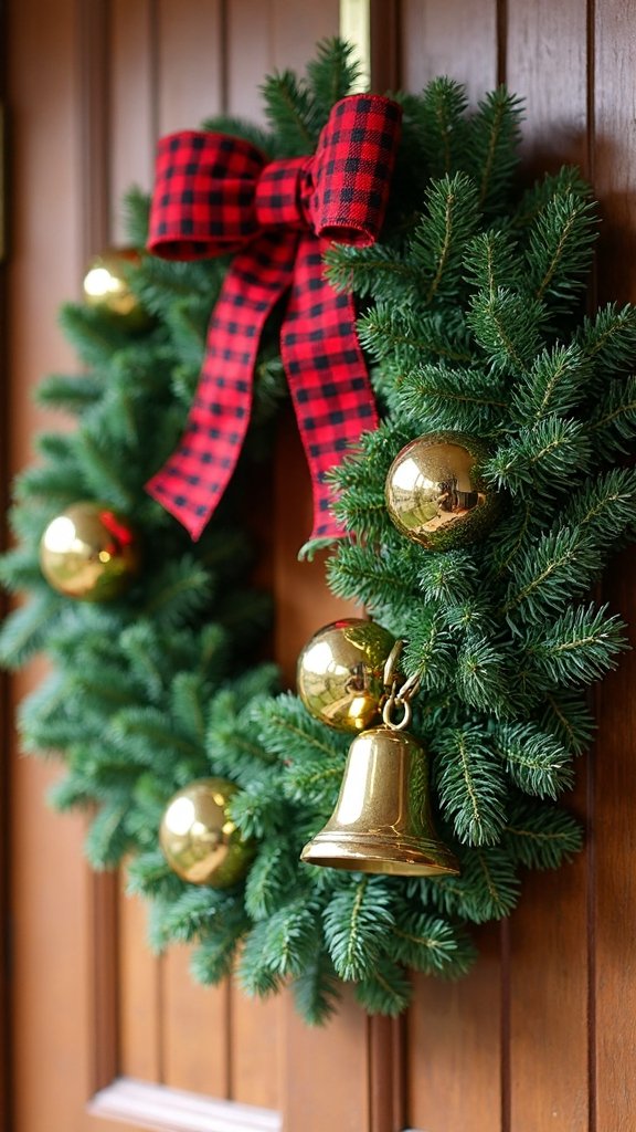 festive plaid ribbon jingle bell