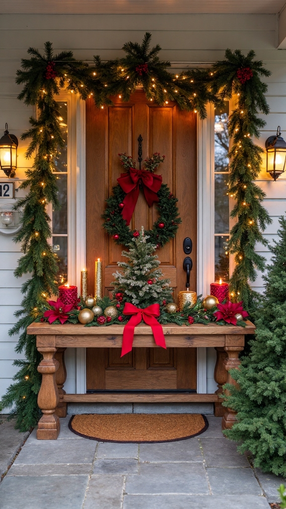 festive porch table holiday decor