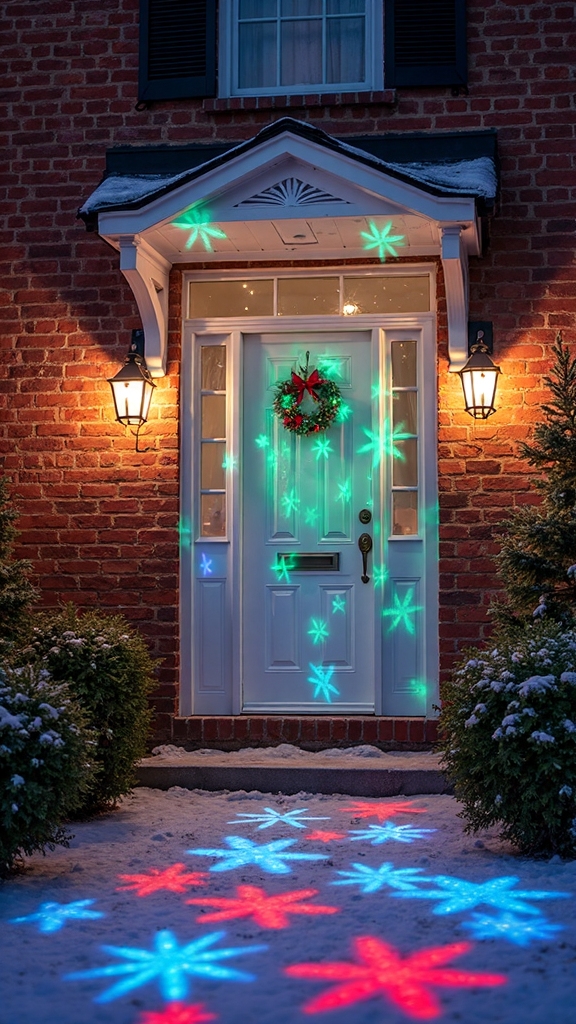festive projected light winter wonderland