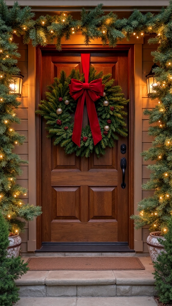 festive ranch style wreath display