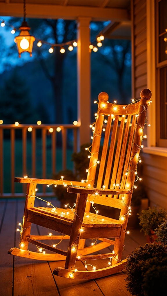 festive rocking chair holiday lighting