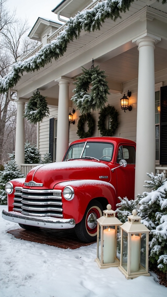 festive rustic christmas porch display