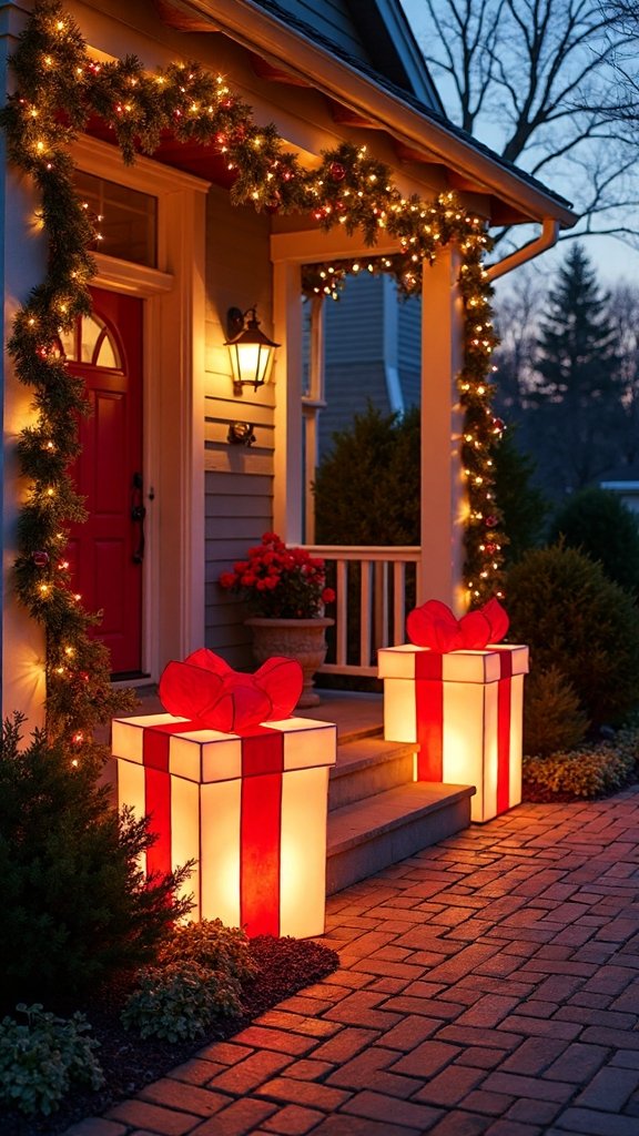 festive symmetrical illuminated welcoming entrance