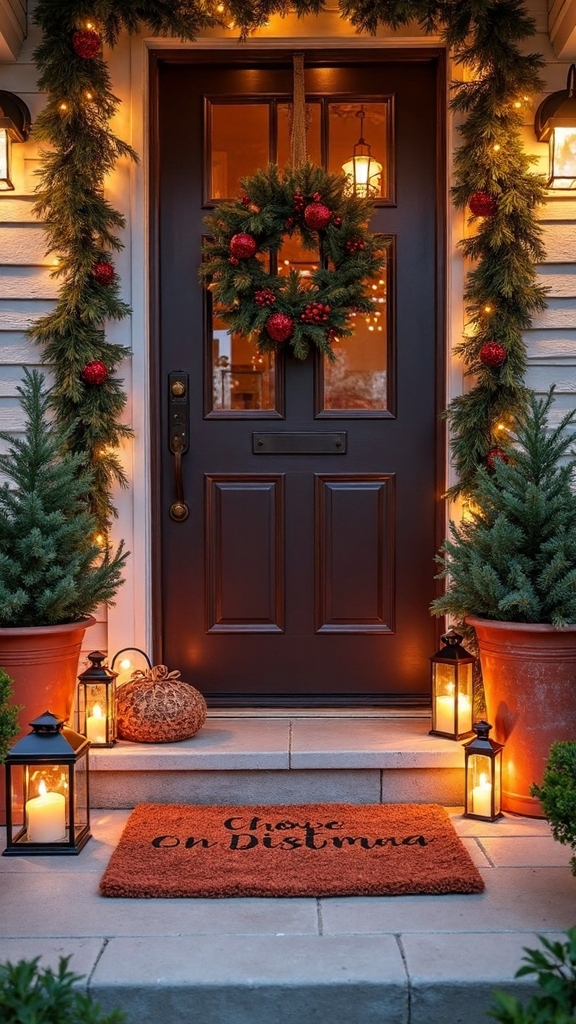 festive symmetrical illuminating welcoming doormat vignette