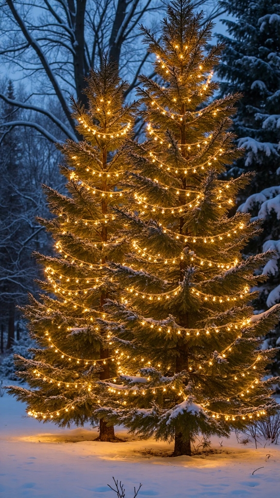festive tree lighting with led strings