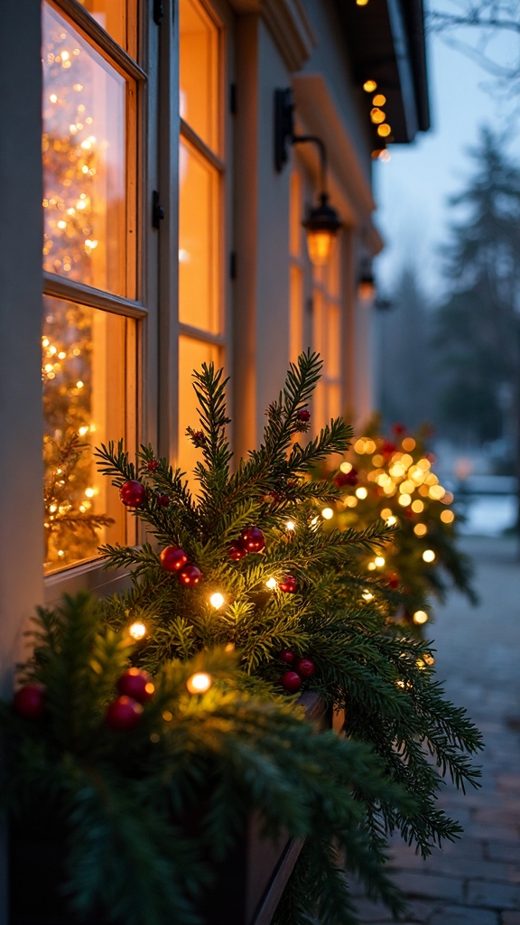 festive winter window box displays