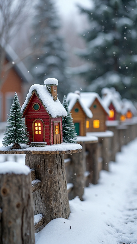 festive wooden christmas village signs