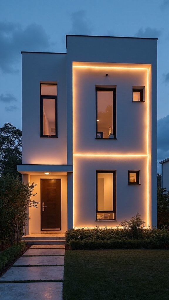 geometric window frame lighting design