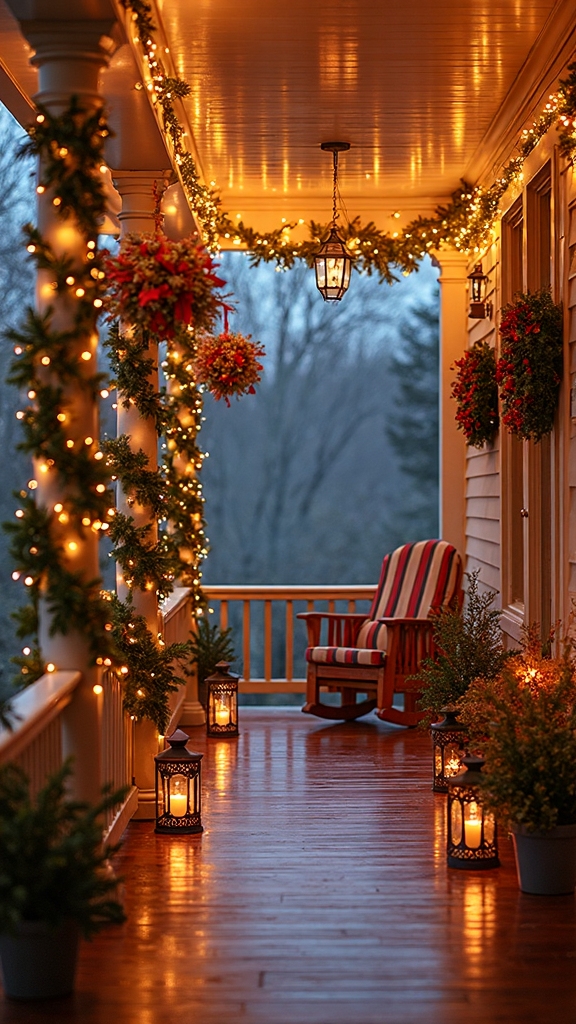 glowing holiday porch decoration ideas