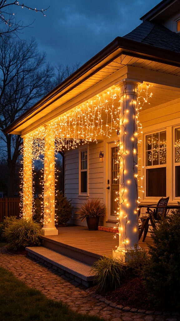 glowing string light curtain ambiance