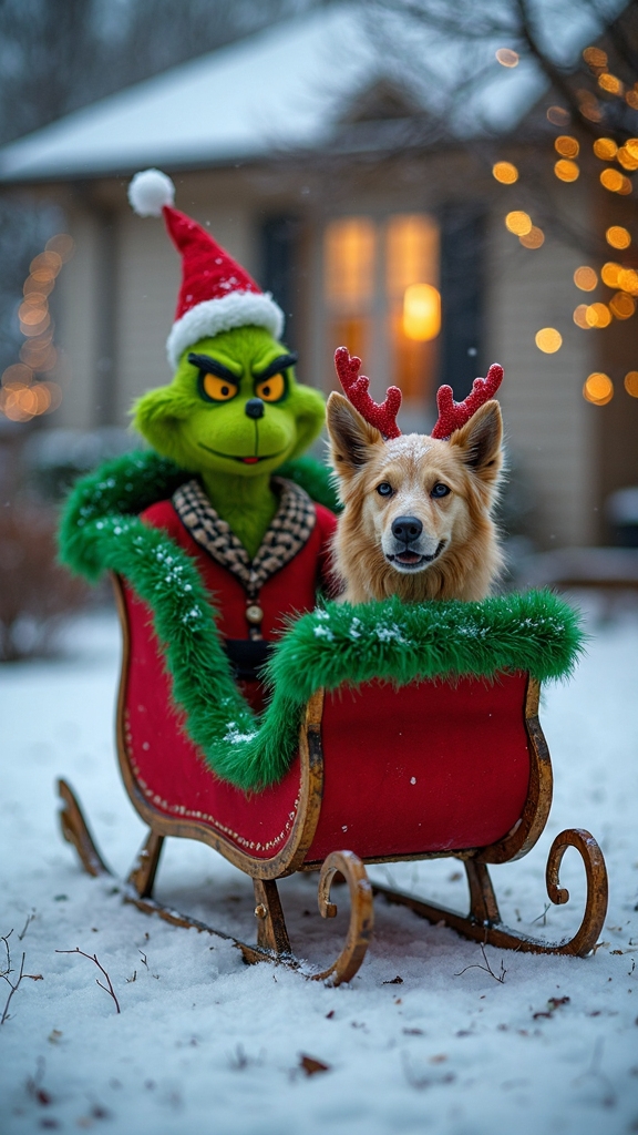 grinch s iconic sleigh and max display