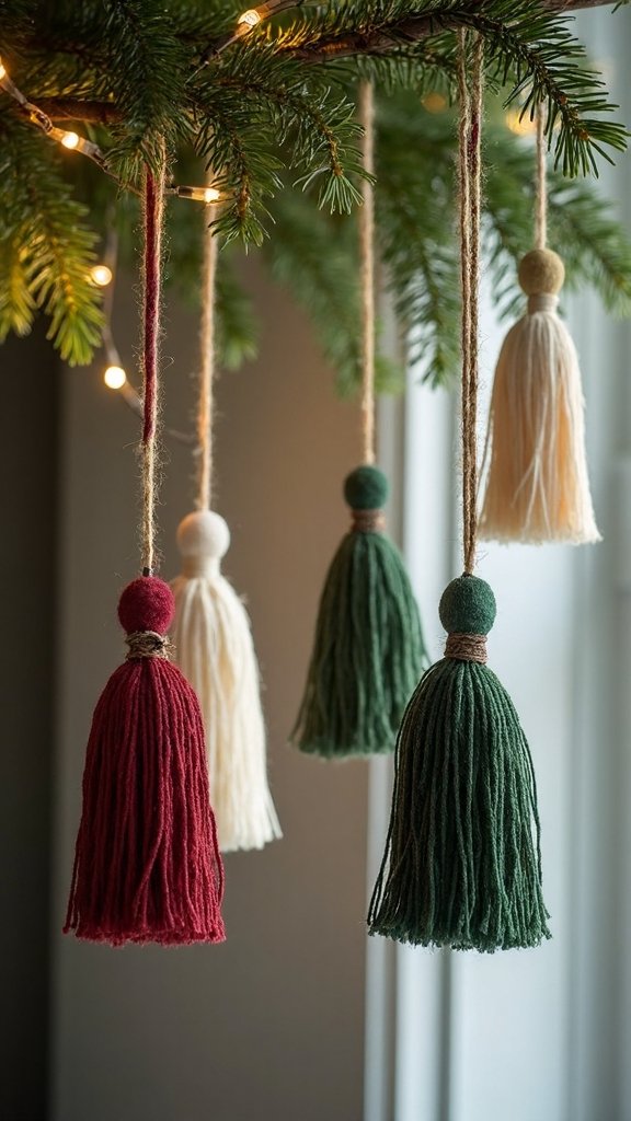 handmade fabric scrap holiday tassels